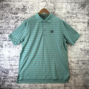 Peter Millar Summer Comfort Trump Logo Aqua Short Sleeve Golf Polo Men's‎ Large